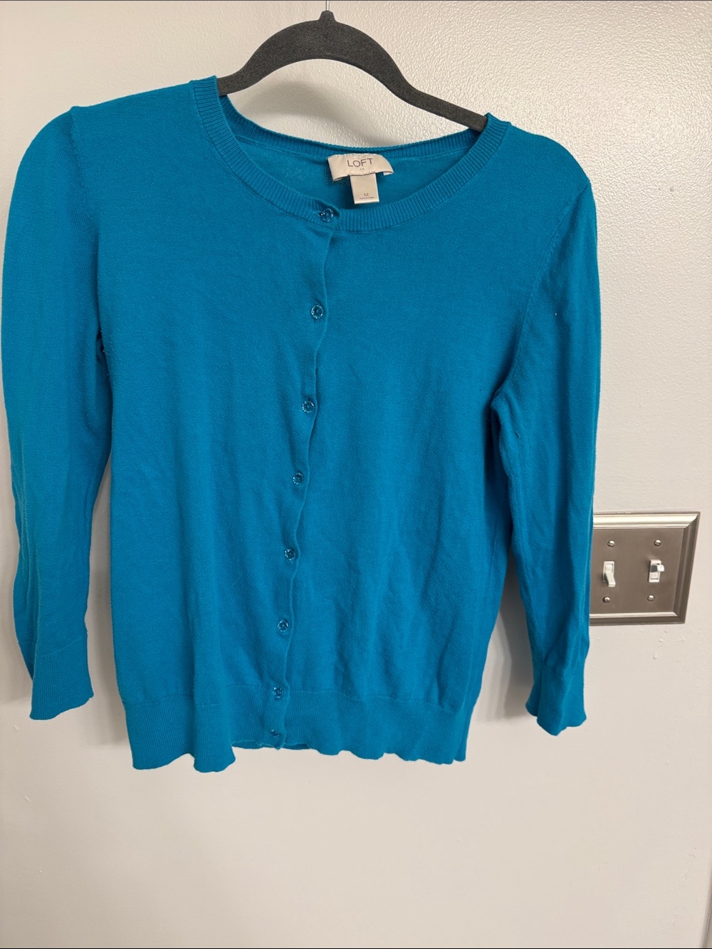 LOFT Teal Cardigan Button-Front Sweater